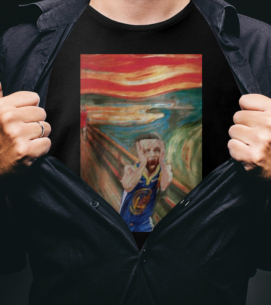 Curry The Scream Basketball Star Meets Iconic Painting Fusion T-Shirt