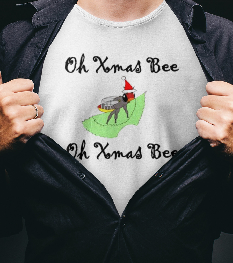 Oh Xmas Bee Santa Hat Festive Holiday Image T-Shirt