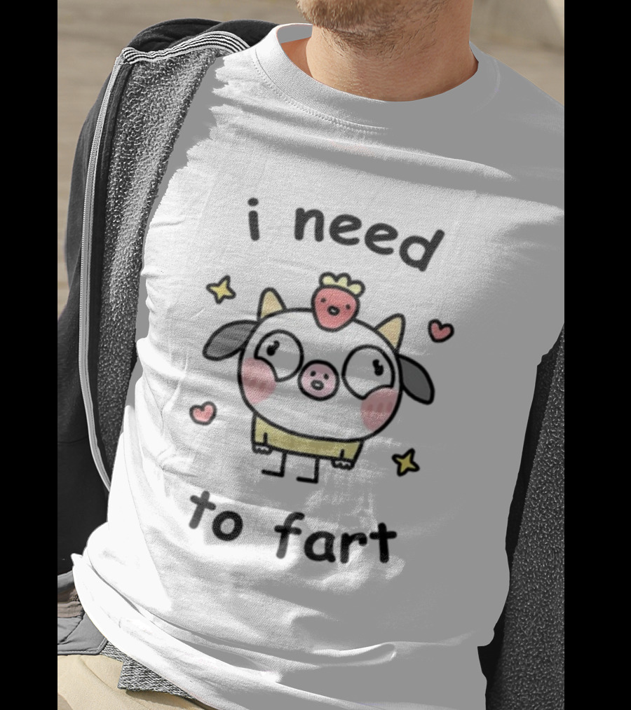 Stinky Katie I Need A Fart Cute Cartoon Pig With Hearts And Stars T-Shirt