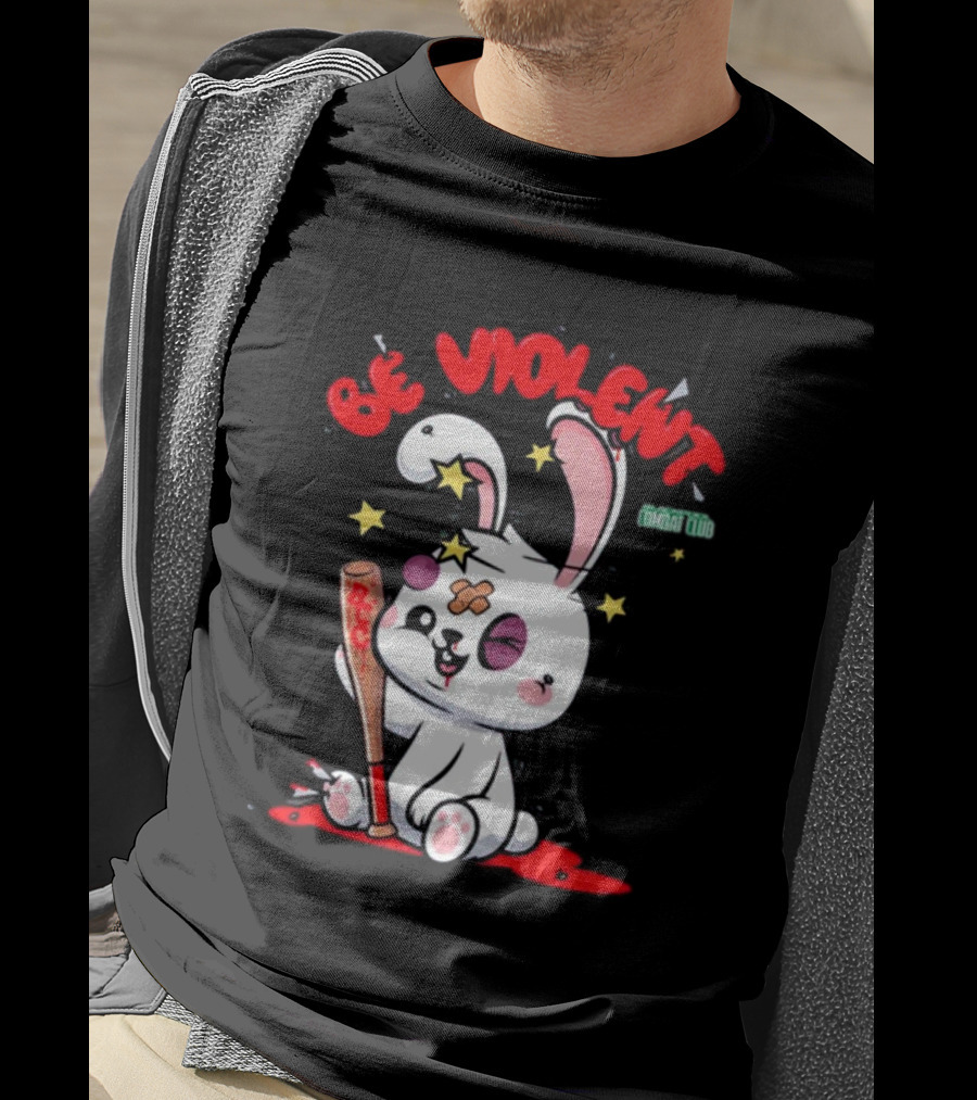 Be Violent Combat Club Rabbit With Bat T-Shirt