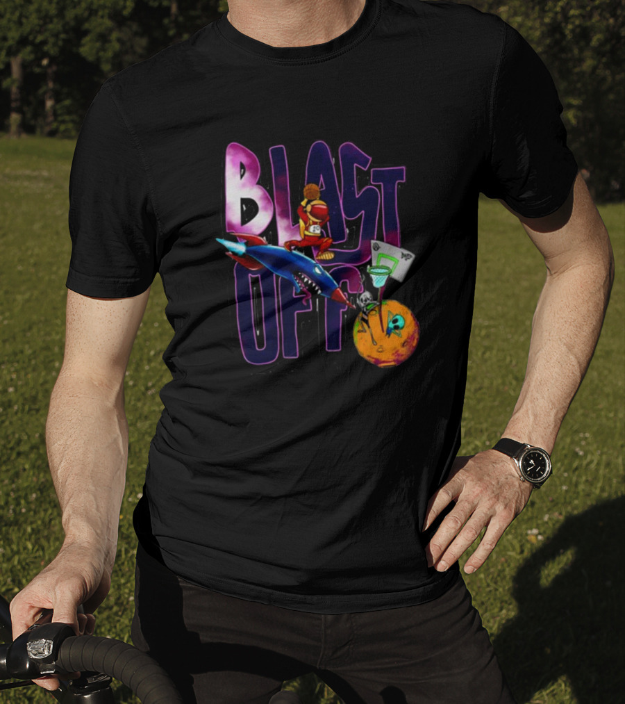 Blast Off Basketball Rocket Dunk Sports Fan T-Shirt