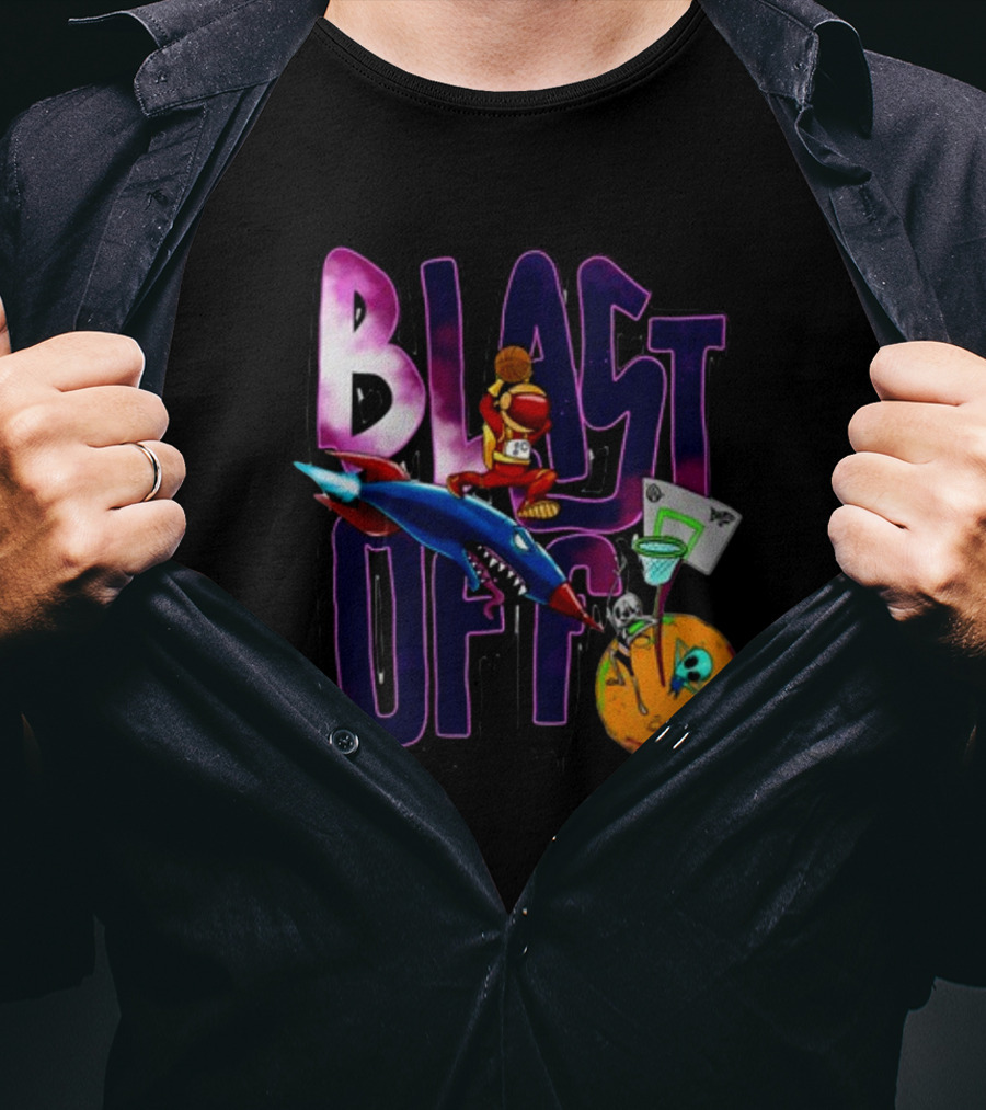 Blast Off Basketball Rocket Dunk Sports Fan T-Shirt