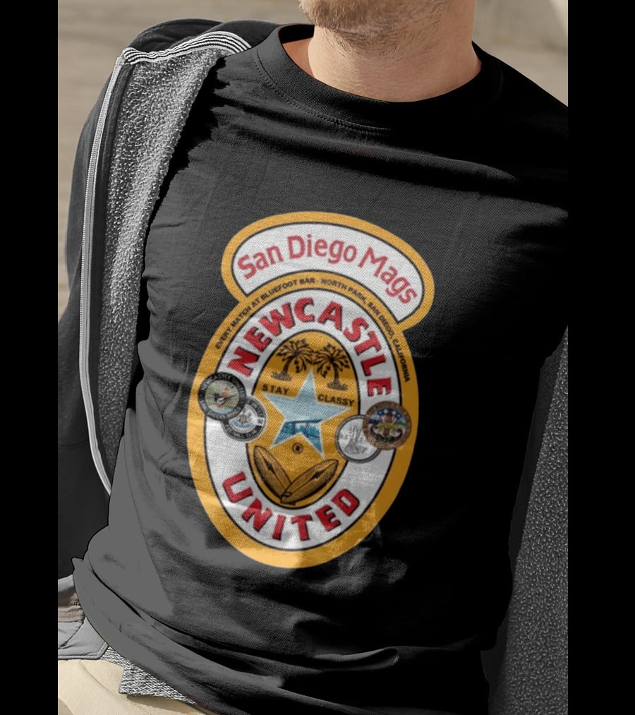 San Diego Mags Newcastle United Stay Classy So Cal Geordie Badge T-Shirt