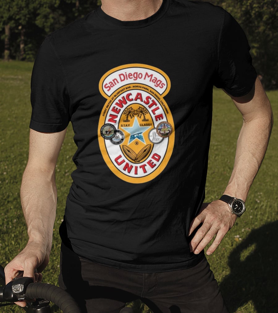 San Diego Mags Newcastle United Stay Classy So Cal Geordie Badge T-Shirt