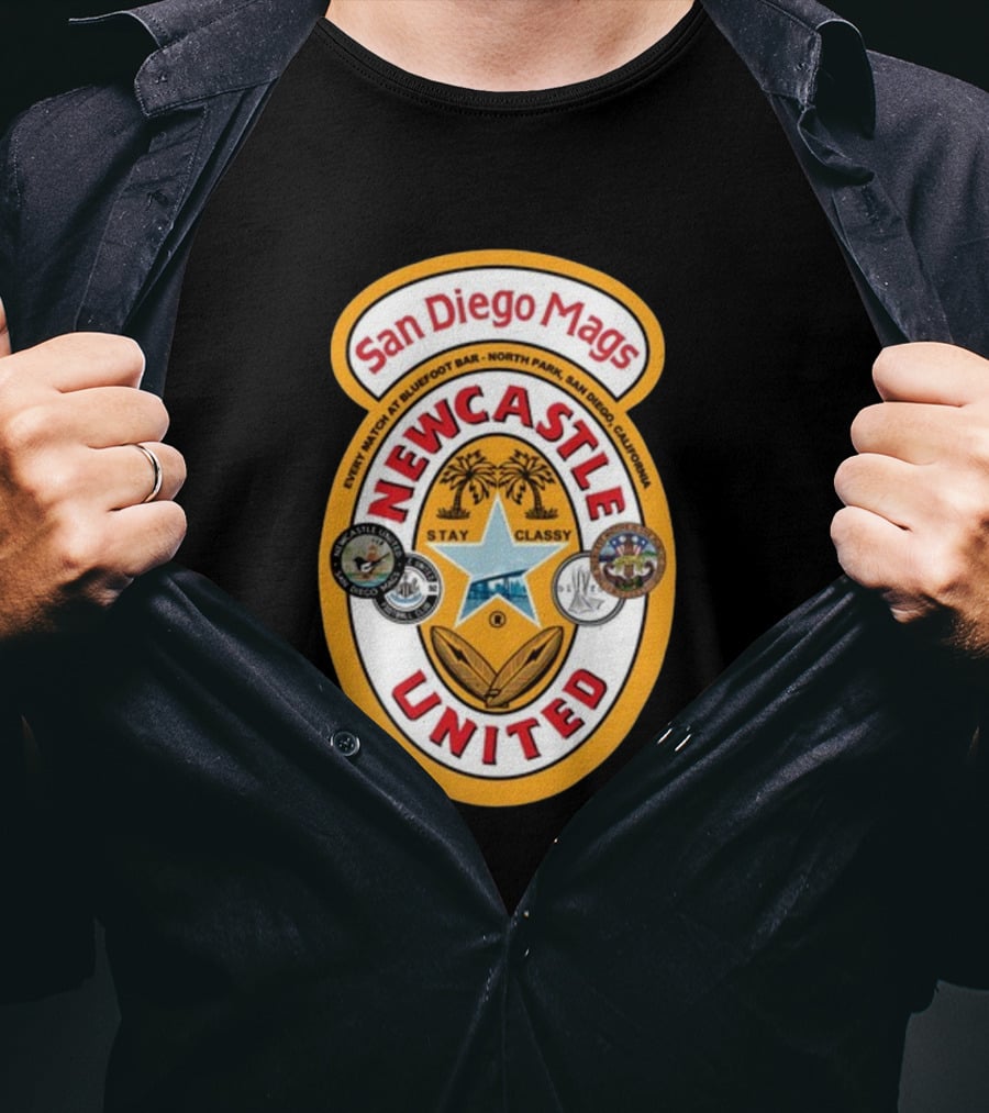 San Diego Mags Newcastle United Stay Classy So Cal Geordie Badge T-Shirt
