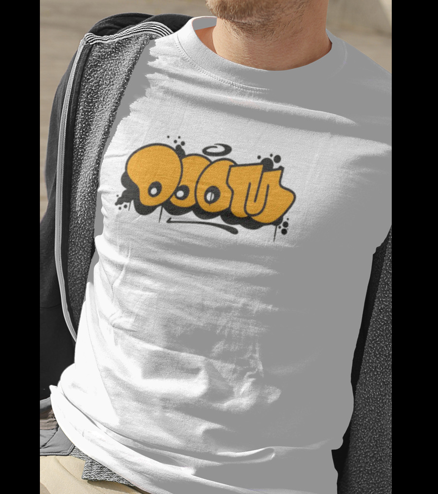 Gasdrawls Doom Throw Black And Gold Bubble Lettering T-Shirt