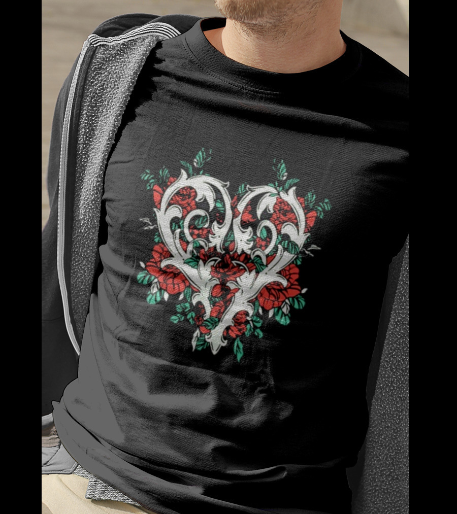 Ricky Olson Gothic Floral Heart T-Shirt