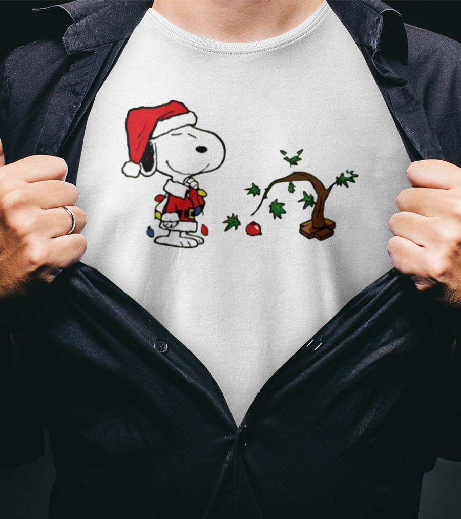 Snoopy Santa Christmas Tree Merry Christmas T-Shirt