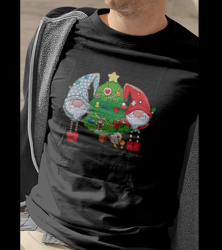 Christmas Gnomes With Festive Tree Ornaments T-Shirt