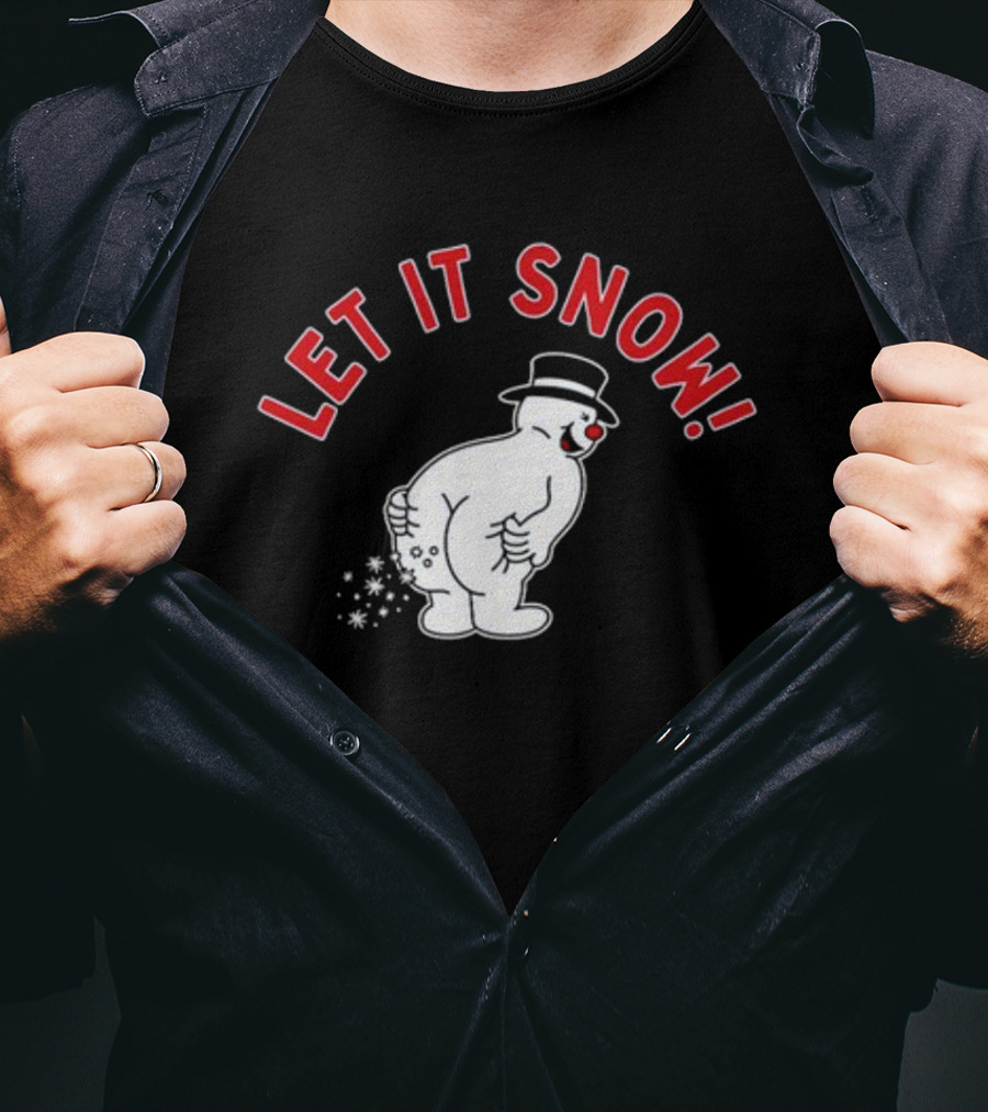 Let It Snow Snowman With Top Hat Fun T-Shirt
