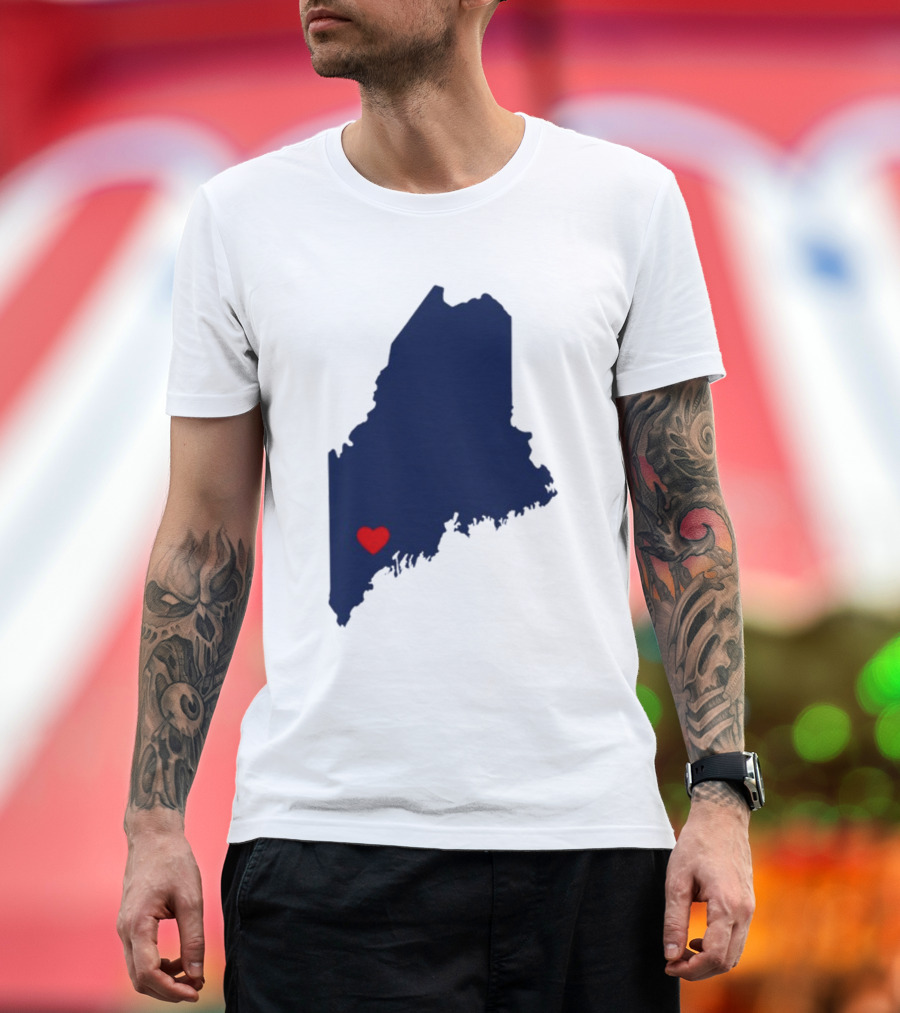 Lewiston Strong Maine Heart Map T-Shirt