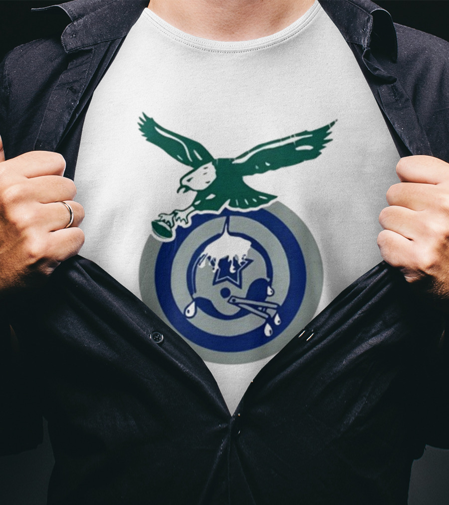 Philadelphia Eagles Bird Dropping Football On Dallas Cowboys Star T-Shirt