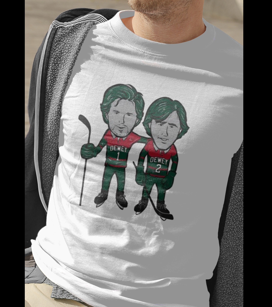 Minnesota Wild Meet The Deweys Sotastick Dewey 1 Dewey 2 Hockey Players T-Shirt
