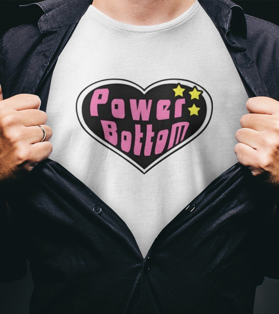 Power Bottom Heart Three Stars T-Shirt