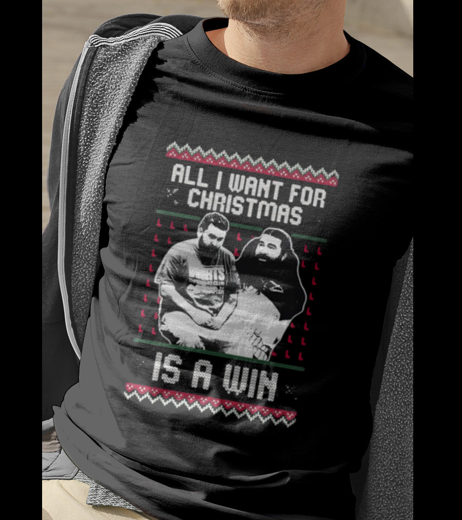 All I Want For Christmas Is A Win Featuring Festive Duo In Holiday Sweaters T-Shirt