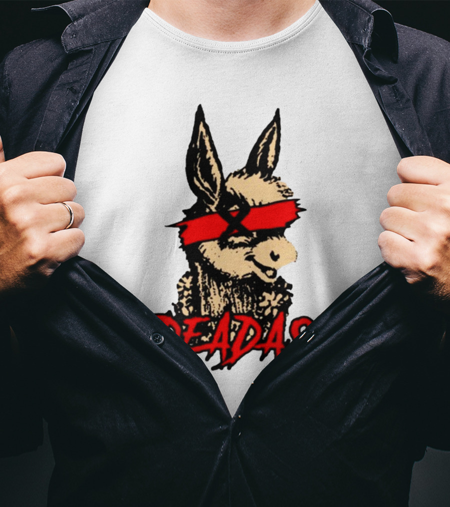 Deadass Red Blindfold Cartoon Donkey T-Shirt