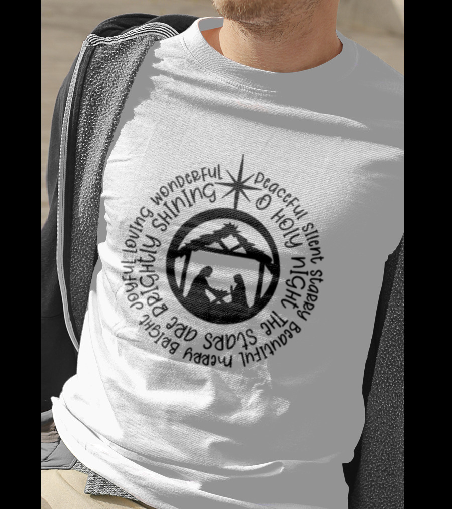 O Holy Night Silent Nativity Scene Brightly Shining Star T-Shirt