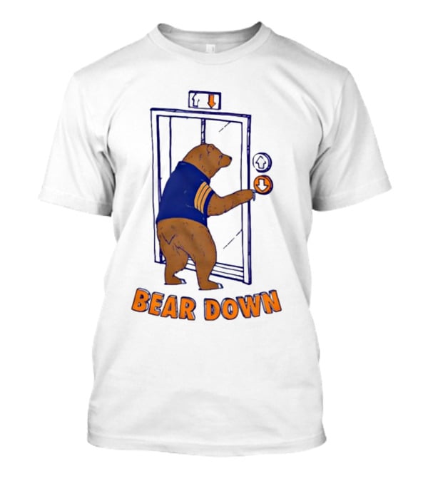 Bear Down Bear In Blue Jersey Pressing Elevator Button T-Shirt