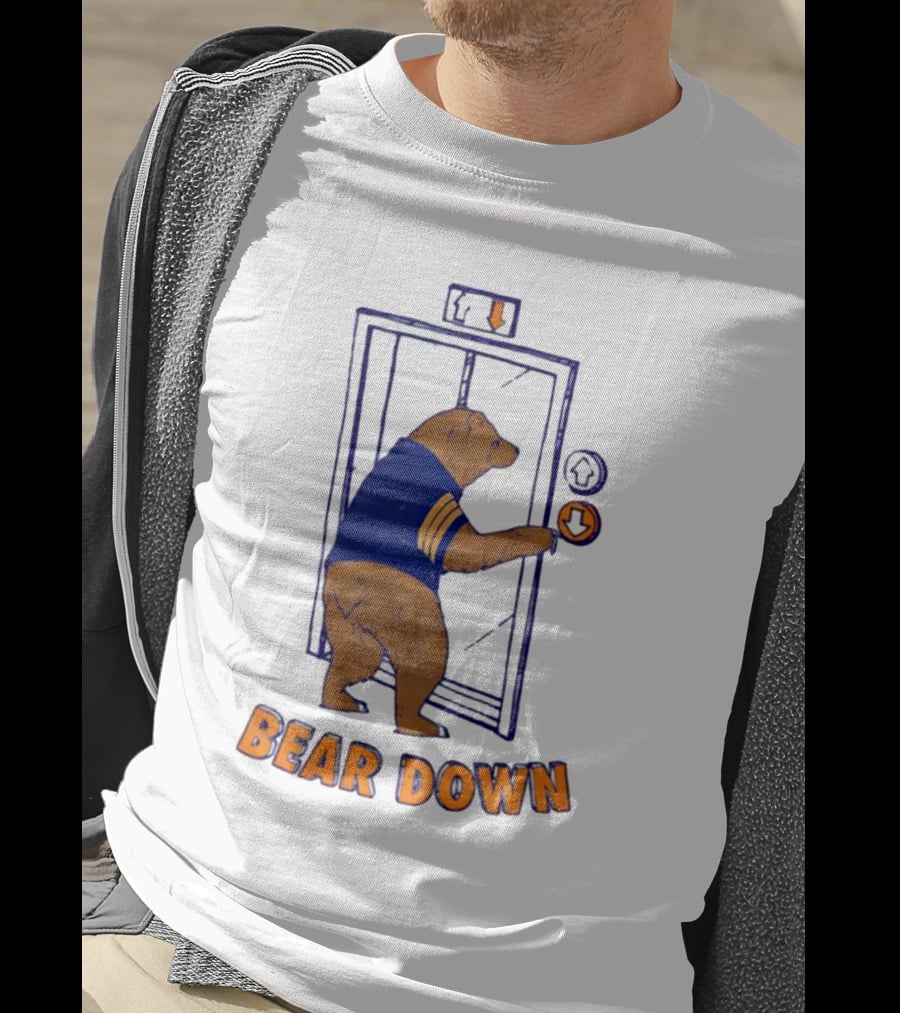 Bear Down Bear In Blue Jersey Pressing Elevator Button T-Shirt