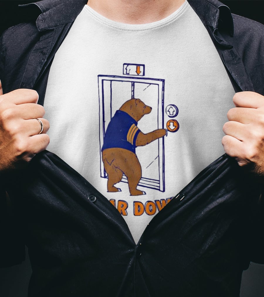Bear Down Bear In Blue Jersey Pressing Elevator Button T-Shirt