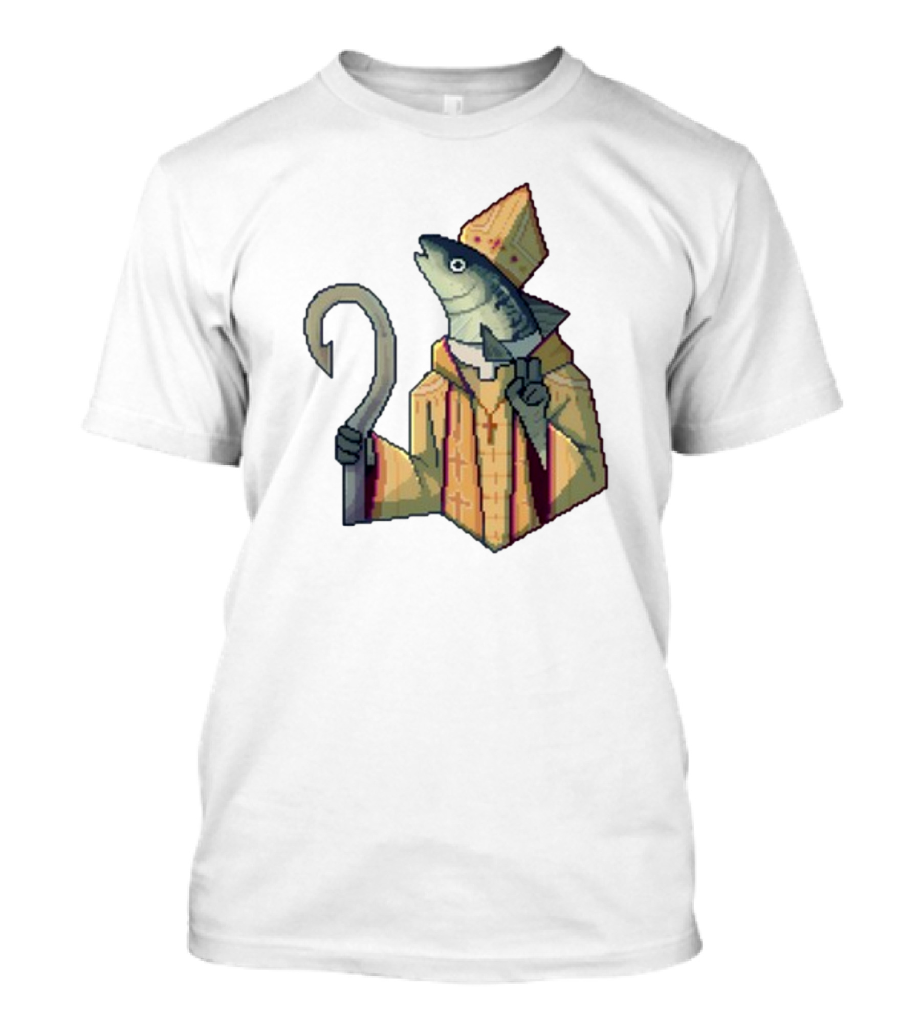 May Could Be With You Holy Mackerel Fish Bishop Pixel T-Shirt
