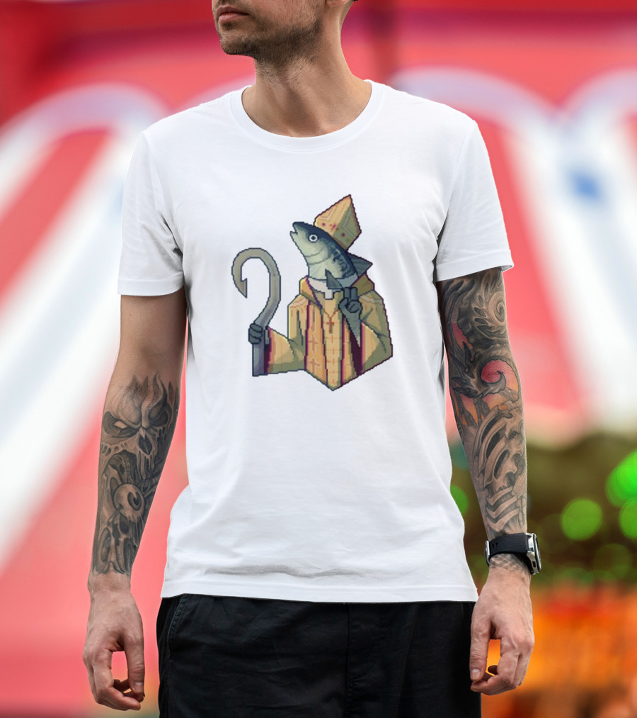May Could Be With You Holy Mackerel Fish Bishop Pixel T-Shirt