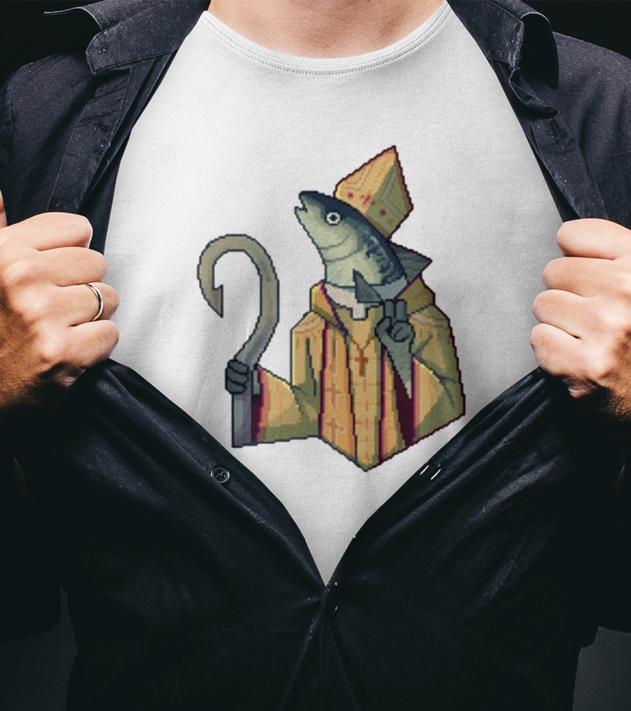 May Could Be With You Holy Mackerel Fish Bishop Pixel T-Shirt