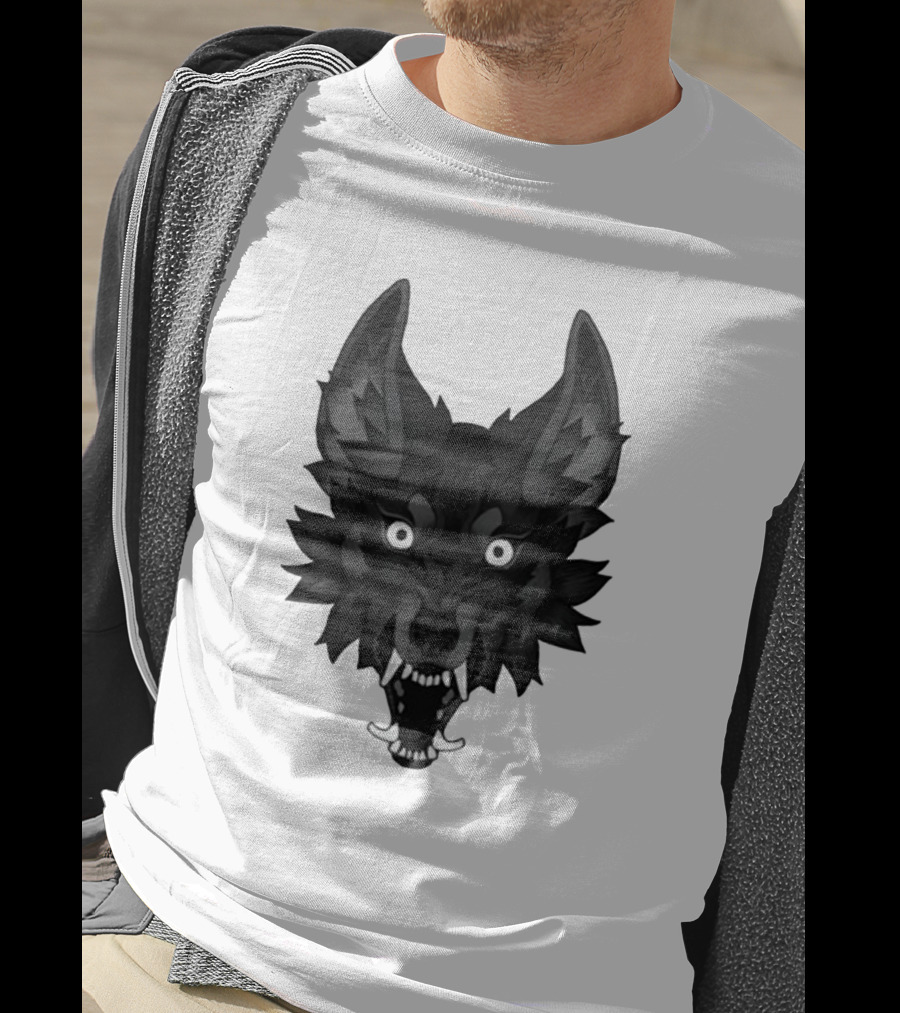 Snarling Wolf Head Monochrome T-Shirt
