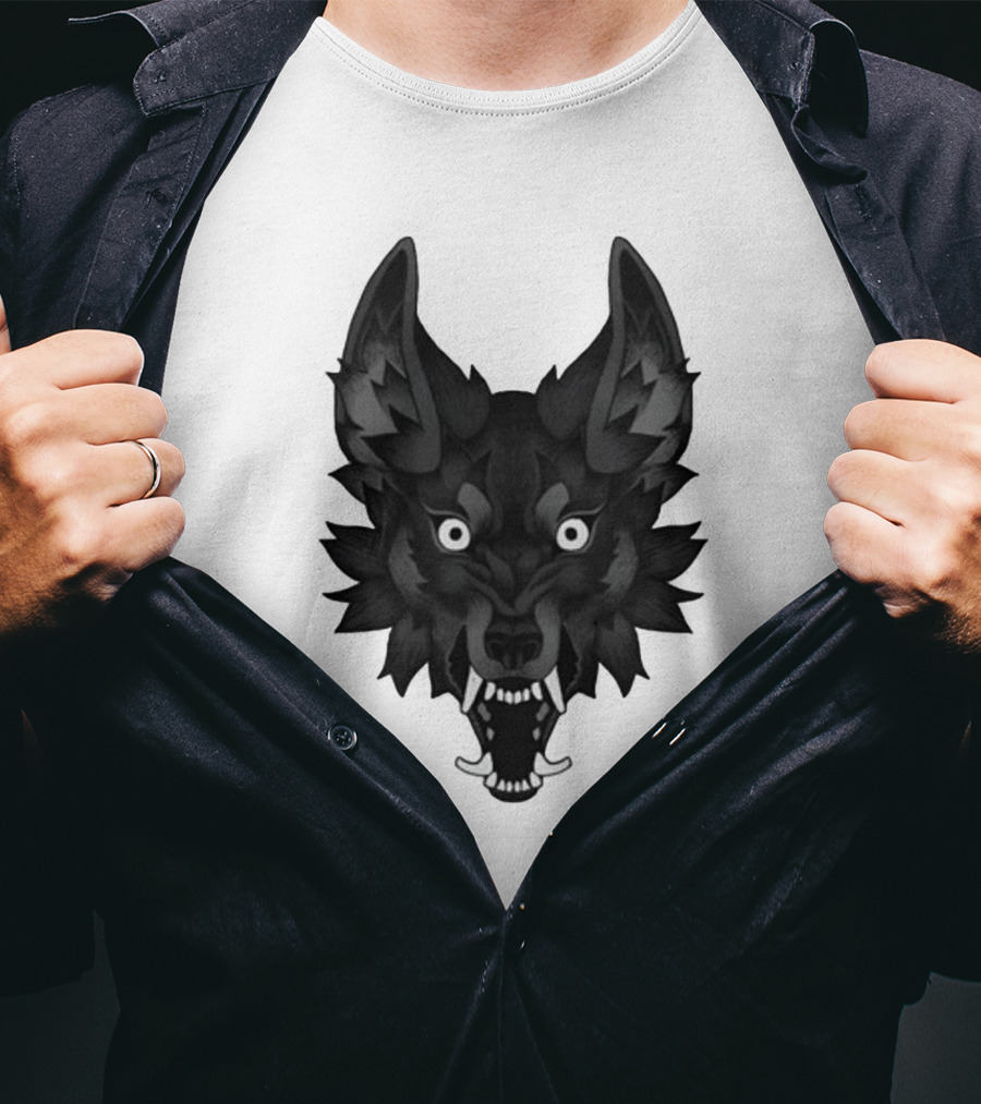 Snarling Wolf Head Monochrome T-Shirt
