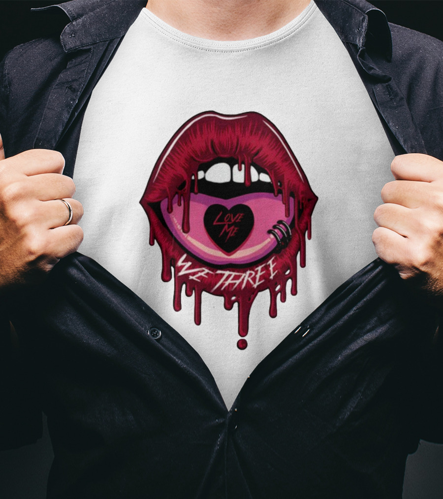 We Three Love Me Dripping Lips Heart Tattoo T-Shirt