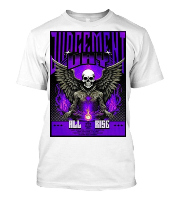 Judgment Day All Rise Skeleton Wings Purple Flame T-Shirt