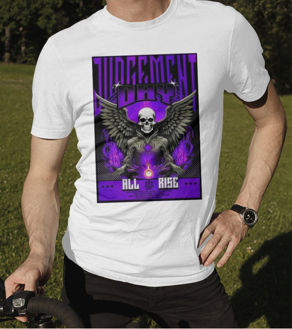 Judgment Day All Rise Skeleton Wings Purple Flame T-Shirt