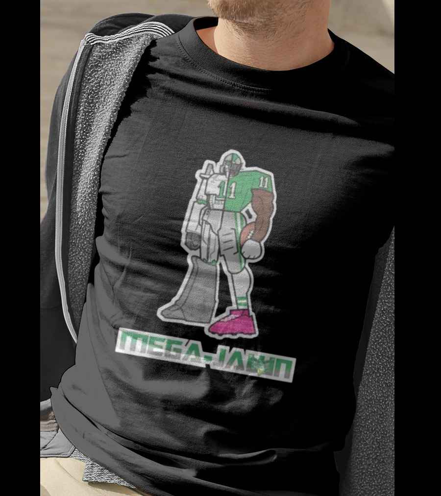 Phillygoat Mega-Jawn Football Robot Player 11 Green Pink Cleat T-Shirt