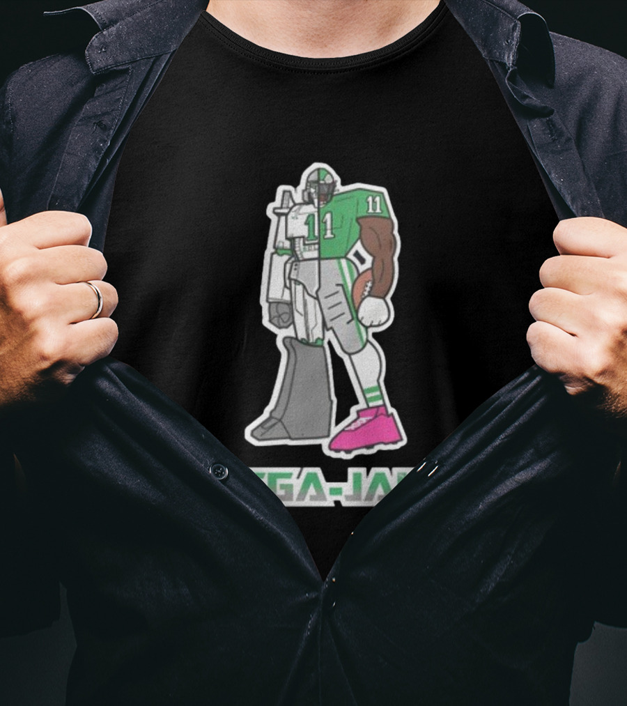 Phillygoat Mega-Jawn Football Robot Player 11 Green Pink Cleat T-Shirt