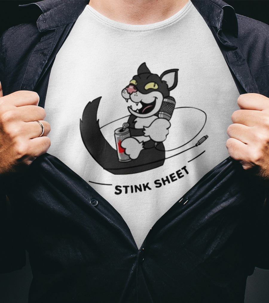Podcast Psy Op Division Cat With Microphone And Spray Can Stink Sheet T-Shirt