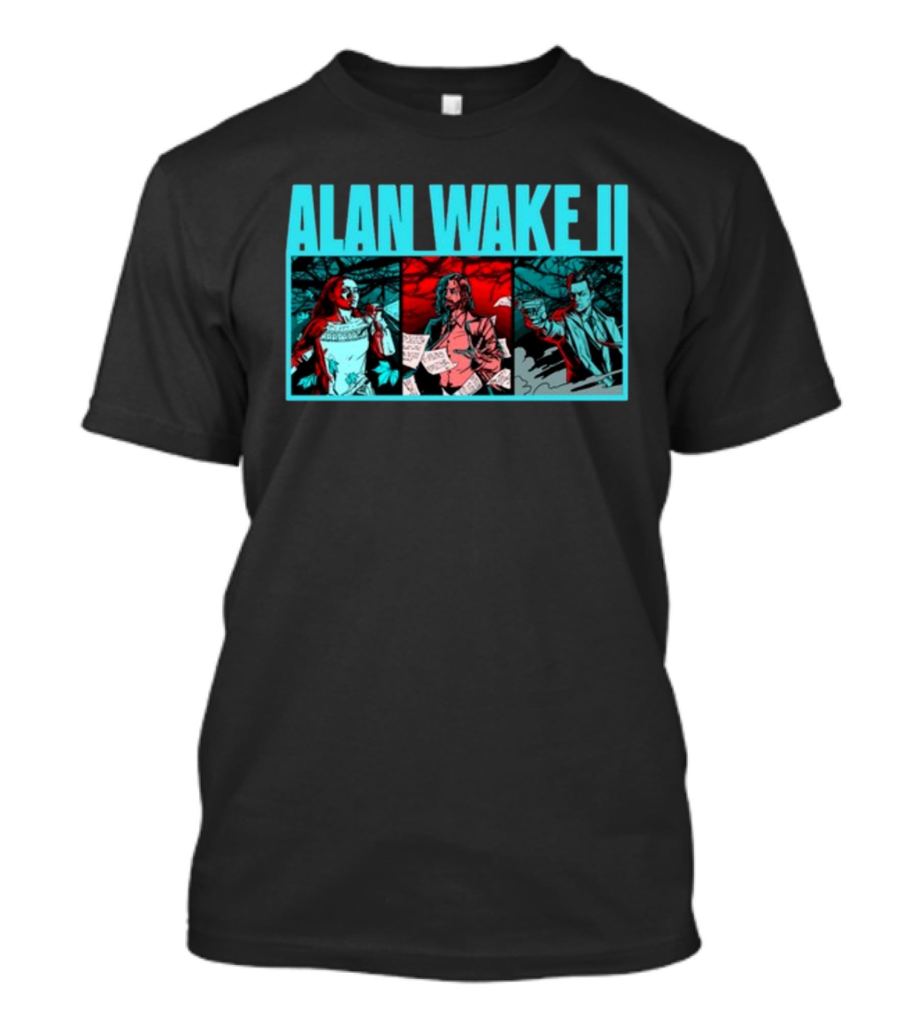 ALAN WAKE II Comic Style Three Panel T-Shirt