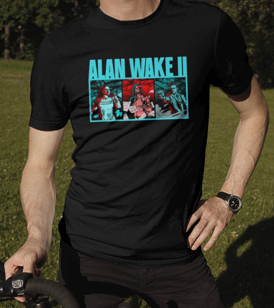 ALAN WAKE II Comic Style Three Panel T-Shirt
