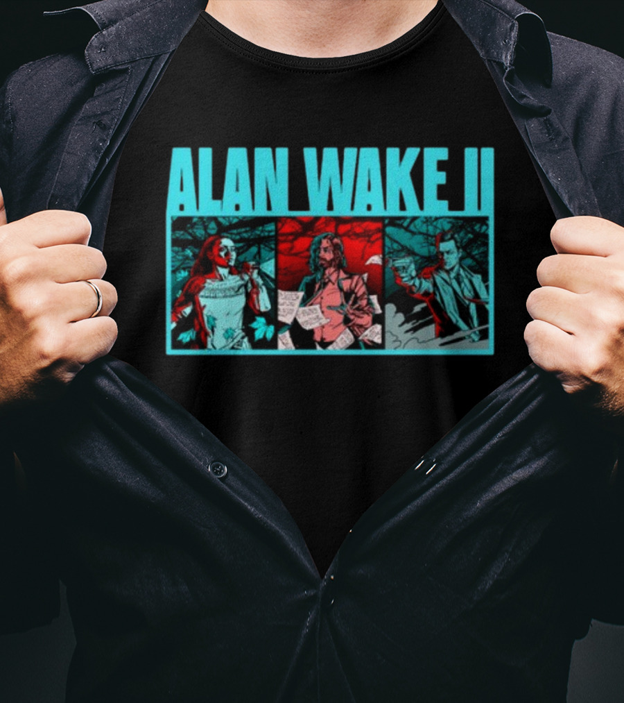 ALAN WAKE II Comic Style Three Panel T-Shirt