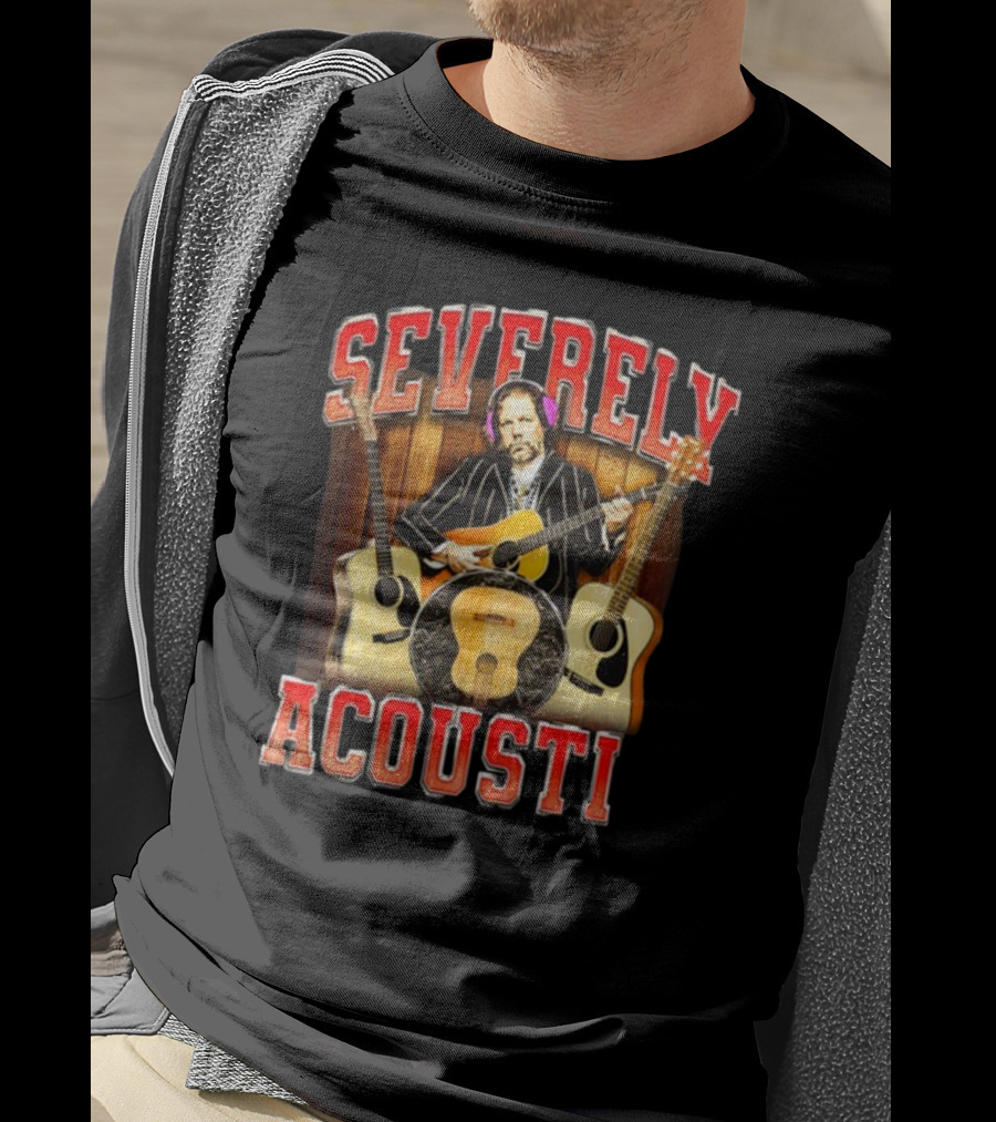 Notsafeforwear Severely Acoustic Guitars And Musician With Headphones T-Shirt