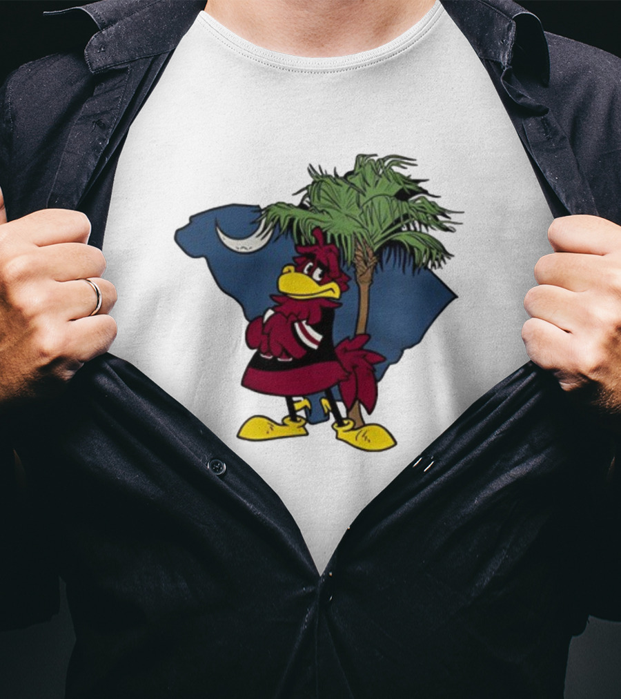 South Carolina Gamecock With Palmetto And Crescent Moon T-Shirt