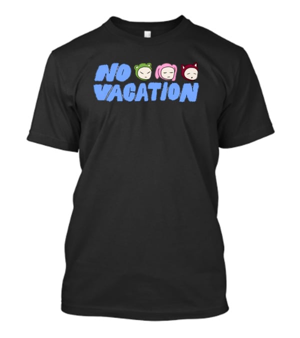 No Vacation Store Ivory No Vacation Text With Cartoon Faces T-Shirt