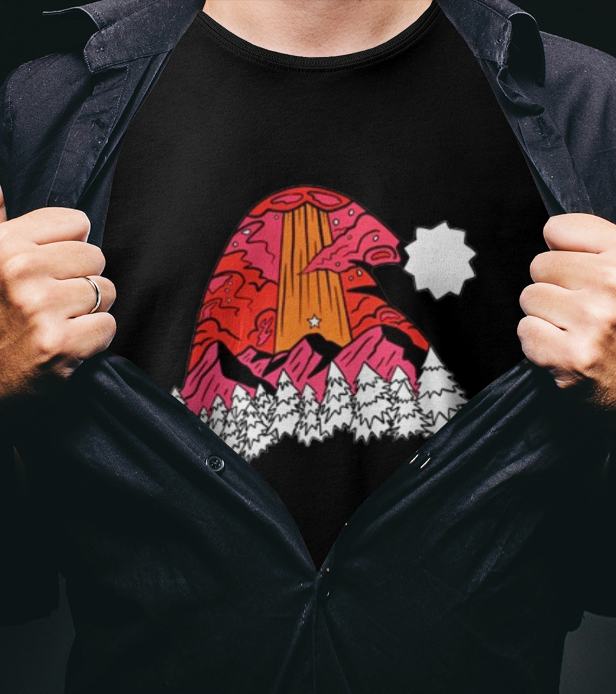 Home Free Texas Hill Christmas Santa Hat Mountain Scene T-Shirt