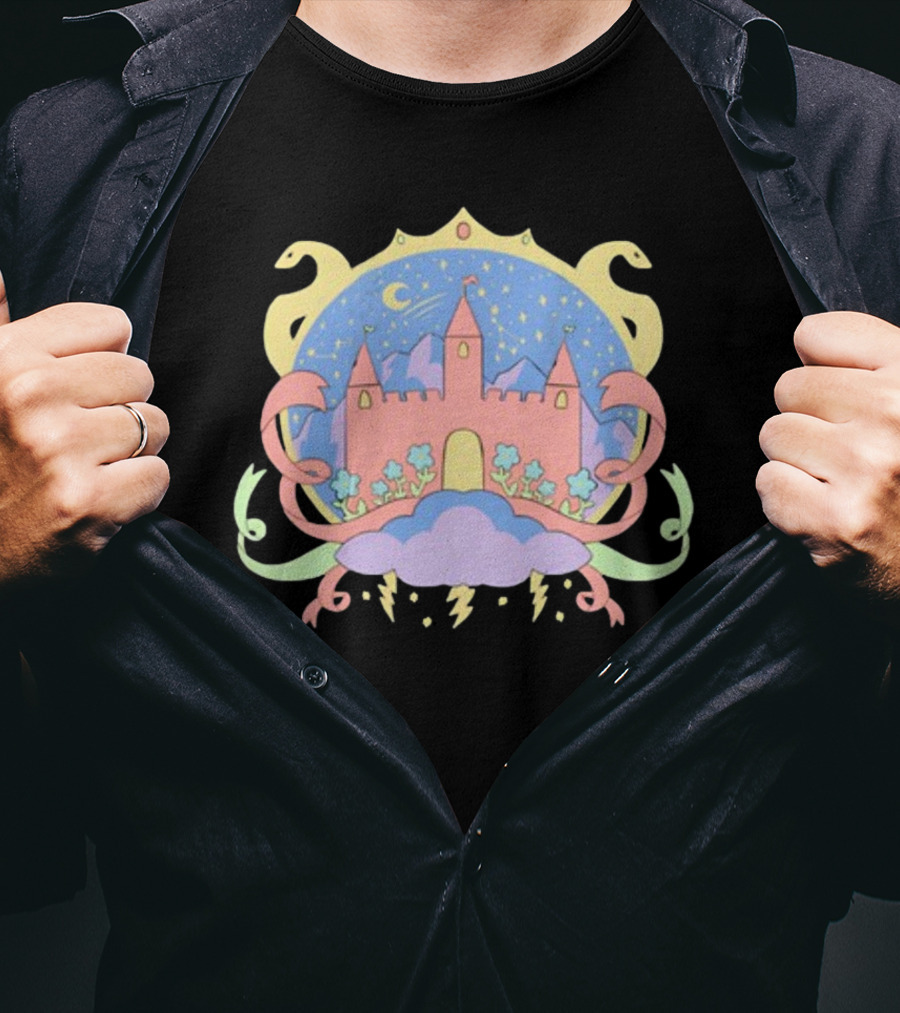 Holiday Castle Mystical Night With Serpents, Clouds, And Lightning T-Shirt