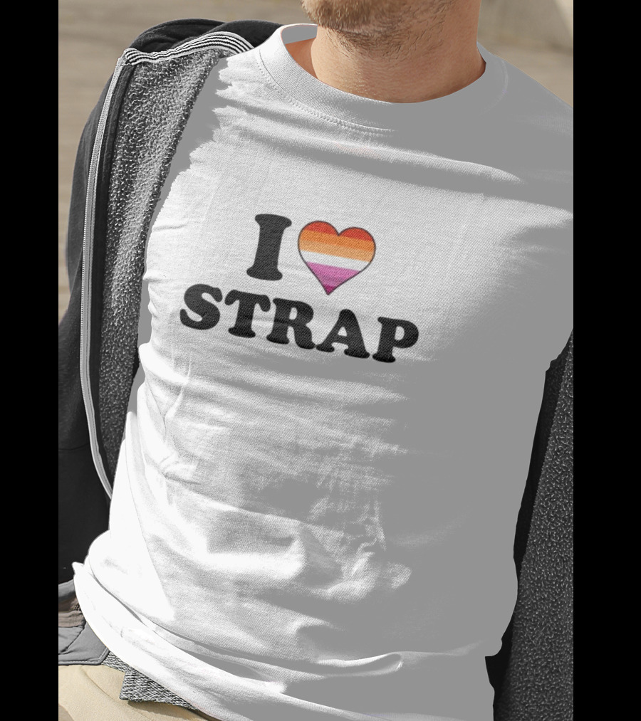 I Heart Strap Lesbian Pride Rainbow Heart T-Shirt