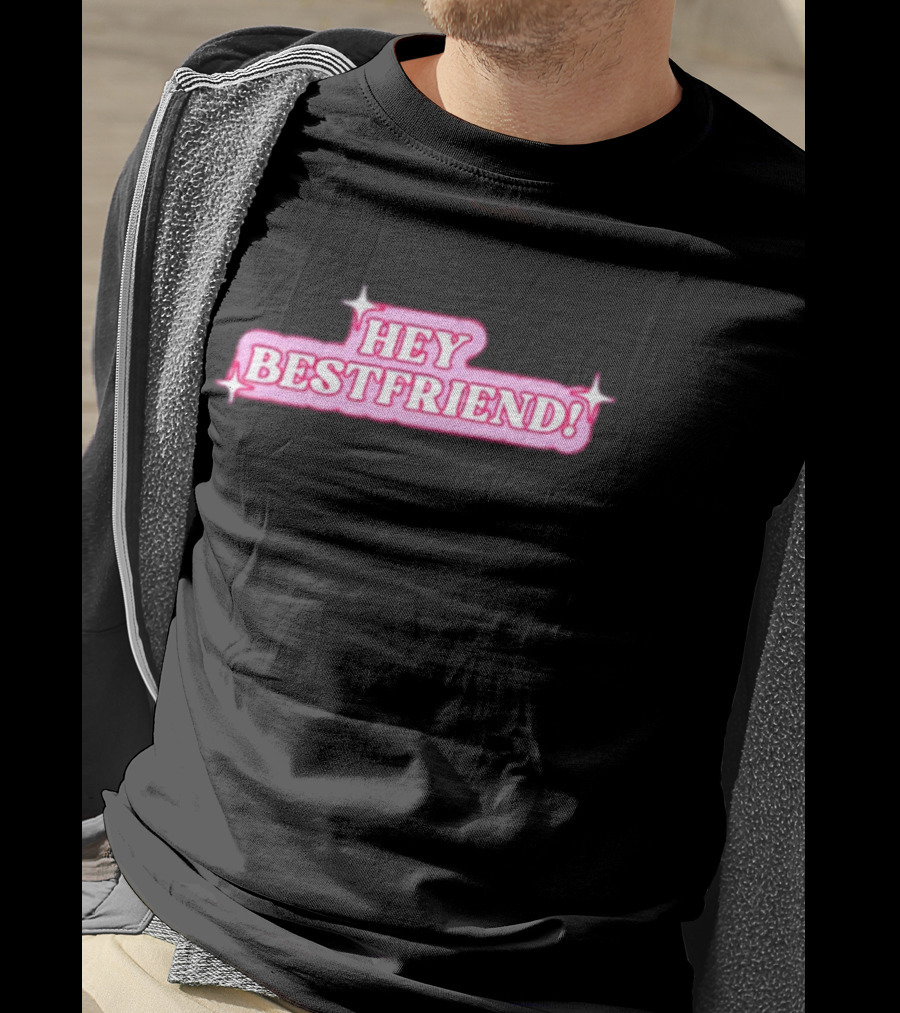 Alana Lintao Hey Bestfriend Pink Sparkle Text T-Shirt