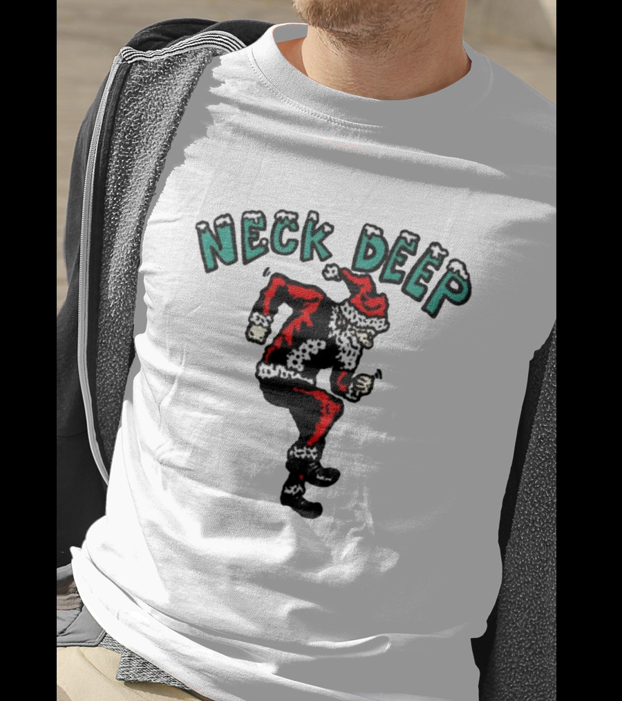 Neck Deep Santa Dancing Green Letters T-Shirt