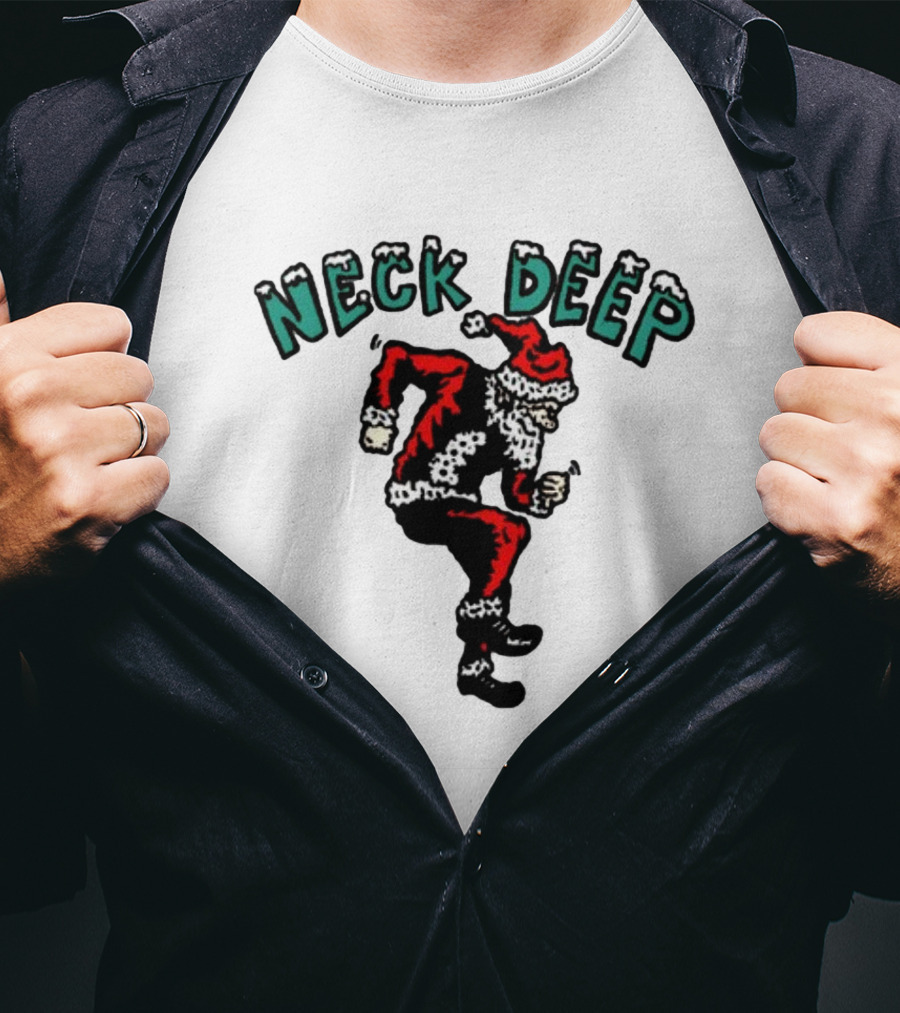 Neck Deep Santa Dancing Green Letters T-Shirt