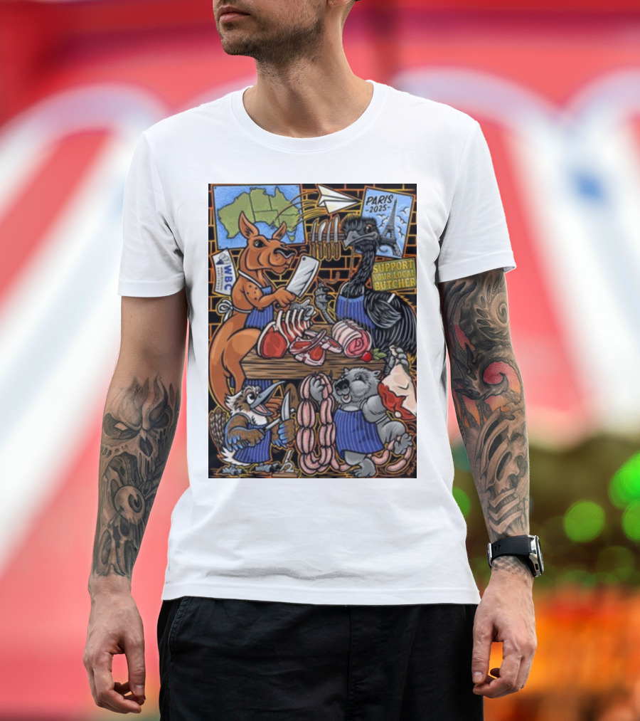 Sigh13 Paris 2025 Support Your Local Butcher WBC Wildlife Butcher Crew T-Shirt