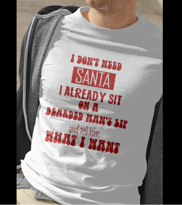 I Don't Need Santa I Already Sit On A Bearded Man's Lap And Tell Him What I Want T-Shirt