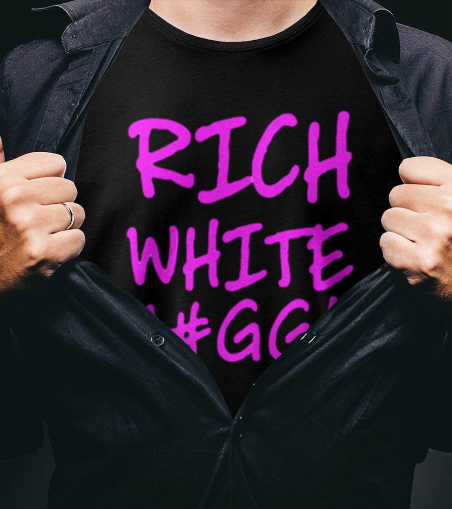 RICH WHITE N#GGA Text In Pink T-Shirt